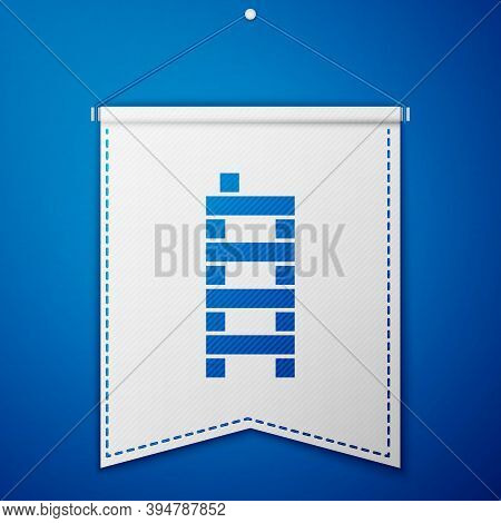 Blue Mahjong Pieces Icon Isolated On Blue Background. Chinese Mahjong Red Dragon Game Emoji. White P
