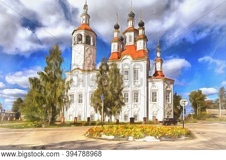 Entry To Jerusalem Church Colorful Painting, 1794, Totma, Vologda Region, Russia.