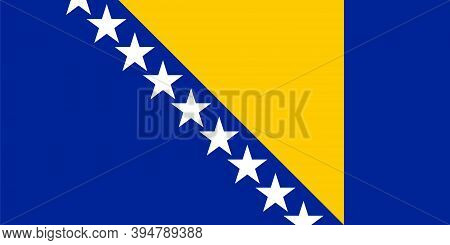 Flag Of Bosnia And Herzegovina. Used For Travel Agencies, History Books, And Atlases. Europe, Travel