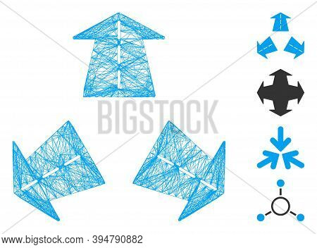 Vector Wire Frame Three Road Directions. Geometric Linear Frame 2d Network Made From Three Road Dire