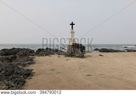 Morjim Goa India Cross On The Beach