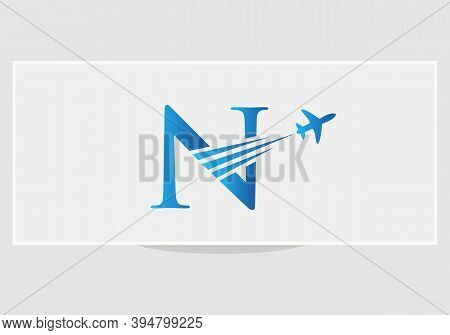 Modern Air Travel N Logo Design With N Letter. Letter N Air Travel Logo Design Template.