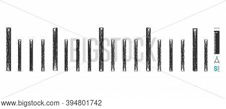 Vector Wire Frame Ruler Graduation. Geometric Hatched Frame Flat Network Generated With Ruler Gradua