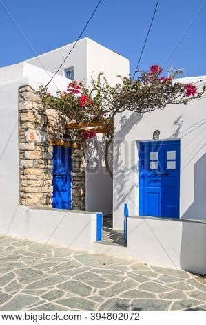 Folegandros, Greece - September 23, 2020: Beautiful Cycladic Architecture In Chora, The Capital Of T