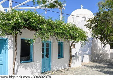 Folegandros, Greece - September 23, 2020: Beautiful Cycladic Architecture In Chora, The Capital Of T