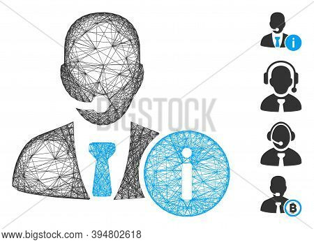 Vector Wire Frame Help Desk Manager. Geometric Hatched Frame Flat Network Made From Help Desk Manage