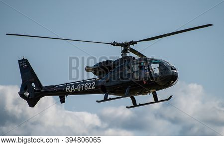 September 12, 2020, Kaluga Region, Russia. Helicopter Sud-aviation Gazelle Sa 341 G At The Airport O