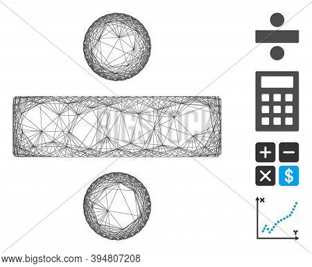 Vector Wire Frame Divide Math Operation. Geometric Wire Frame 2d Net Generated With Divide Math Oper