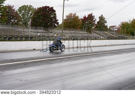 Milan, Michigan / Usa - 10-03-2020: Drivers Testing Their Cars At A Test And Tune Event That Is Open