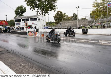 Milan, Michigan / Usa - 10-03-2020: Drivers Testing Their Cars At A Test And Tune Event That Is Open