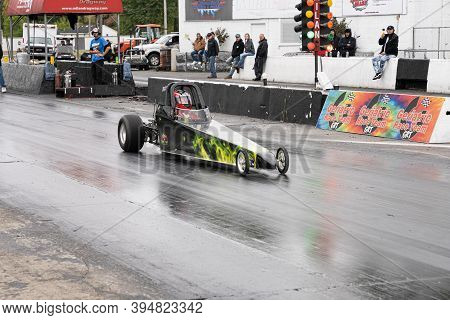 Milan, Michigan / Usa - 10-03-2020: Drivers Testing Their Cars At A Test And Tune Event That Is Open