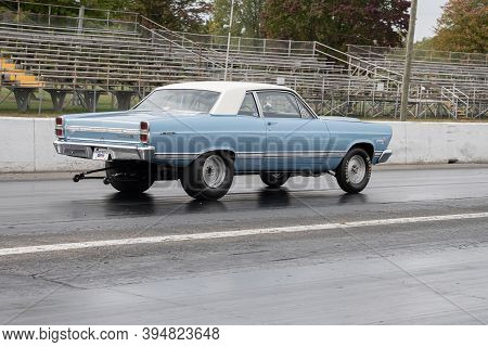 Milan, Michigan / Usa - 10-03-2020: Drivers Testing Their Cars At A Test And Tune Event That Is Open