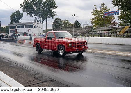 Milan, Michigan / Usa - 10-03-2020: Drivers Testing Their Cars At A Test And Tune Event That Is Open