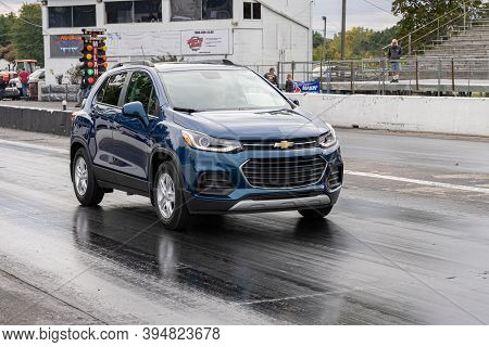 Milan, Michigan / Usa - 10-03-2020: Drivers Testing Their Cars At A Test And Tune Event That Is Open