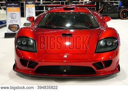 Philadelphia, Pennsylvania, U.s.a - February 10, 2019 - A Shiny Red Of Saleen S7 Supercar