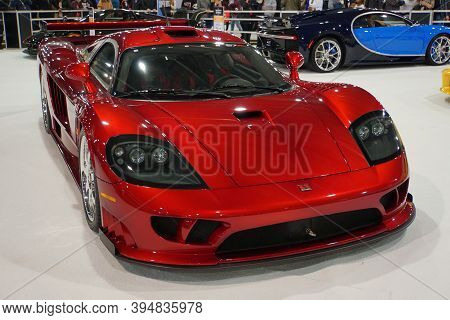 Philadelphia, Pennsylvania, U.s.a - February 10, 2019 - A Shiny Red Of Saleen S7 Supercar