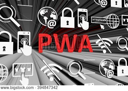 Pwa Concept Blurred Background 3d Render Illustration