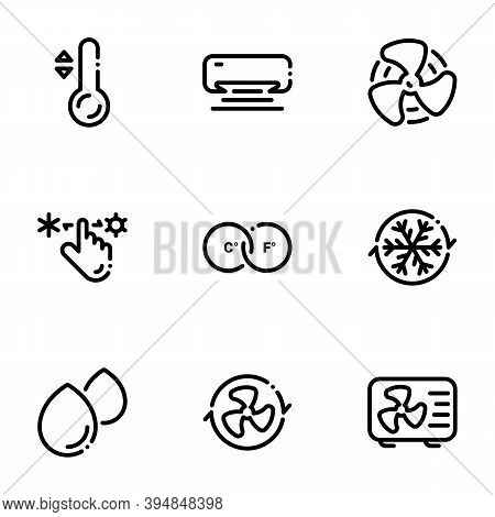 Set Of Black Icons Isolated On White Background, On Theme Air-conditioning