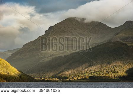 Wonderful Landscape Image Looking Across Ennerdale Water In The English Lake District Towards The Pe