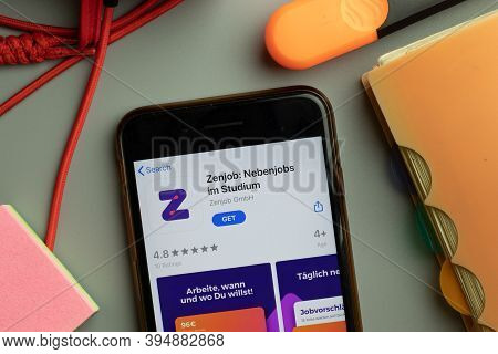 New York, United States - 7 November 2020: Zenjob App Store Logo On Phone Screen, Illustrative Edito