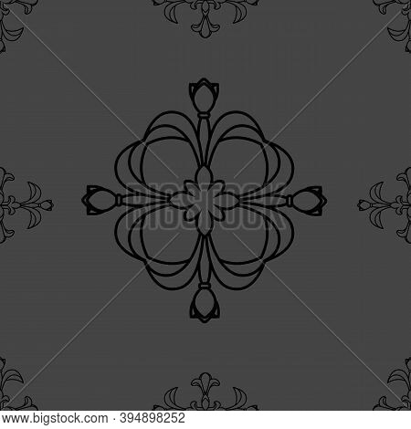 Black Floral Damsk Onament Seamless Patternon Color Background. Design For Fabric, Apparel Textile, 