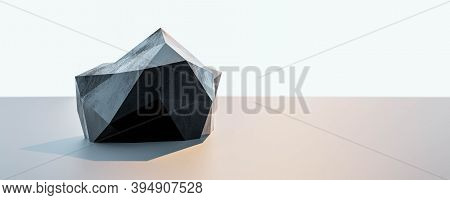 Abstract Shape Minimalistic Futuristic Landscape With Polygon Trinagular Metal Shape 3d Render Illus