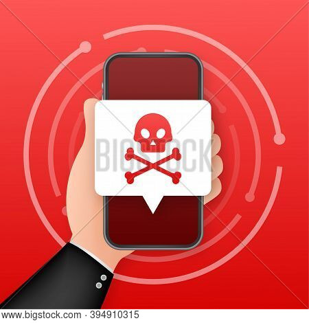 Cyber Attack. Data Phishing With Fishing Hook, Laptop, Internet Security. Vector Stock Illustration.