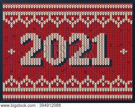 Vector Illustration Of Ukrainian Folk Pattern Ornament With 2021 Text. Ethnic Ornament. Border Eleme