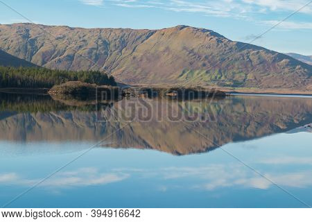 Nature Landscape, Connemara, Ireland, Lough Inagh, Lakes With Blue Water, Mountains In The Backgroun