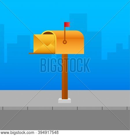Mail Box Vector Illustration In The Flat Style. Vector Stock Illustration.