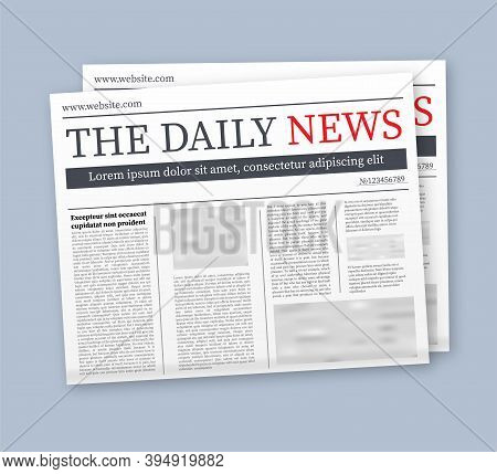 Vector Mock Up Of A Blank Daily Newspaper. Fully Editable Whole Newspaper In Clipping Mask. Vector S