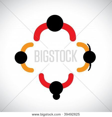 Baba, anne, kızı & oğlu birlikte aile gösterimi. Renkli grafik Par içerir