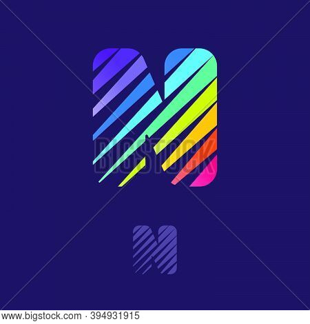 N Letter Logo With Multicolor Diagonal Lines. Fast Speed Vector Template For Your Sport Team Identit