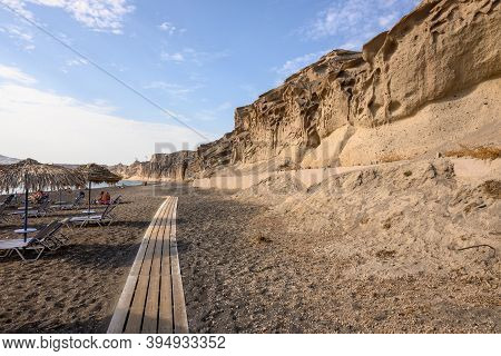 Santorini, Greece - September 16, 2020: Vlychada Beach, Also Known As The Moon Beach Surrounded By V