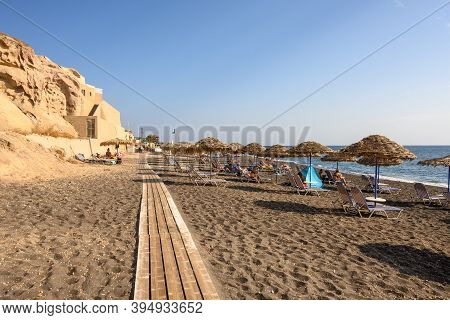 Santorini, Greece - September 16, 2020: Path Along Vlychada Beach On The Southern Part Of Santorini 