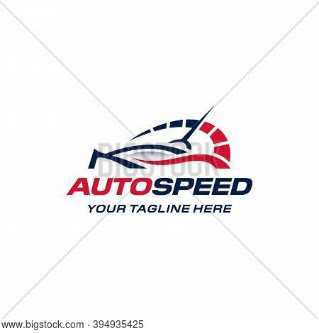 Auto Speed Logo. Fast Car Speedometer. Simple Modern Minimalist. Branding For Automotive, Auto Sales