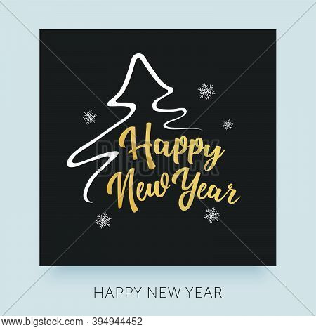 Happy New Year Typography Lettering. Cretaive Greeting Card Design Concept For Print.