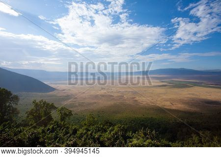 Ngorongoro Crater Aerial View, Tanzania, Africa. Tanzania Landscape