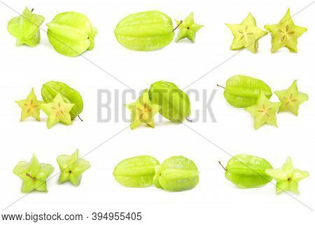 Set Of Carambola Isolated On A White Background With Clipping Path