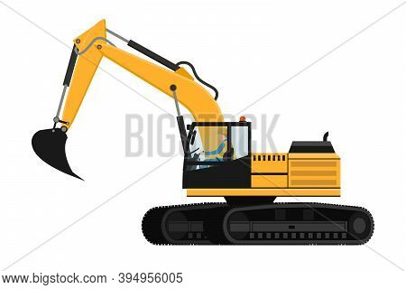 Crawler Excavator Design With Heavy Machinery Driver