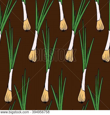 Seamless Pattern, Vector Stock Illustration, Green Bow, For Menu Design, Wallpaper Ornament