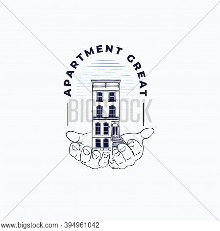 Great Apartment Present By Two Open Palm Hand Concept Creative Design