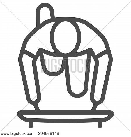Skeleton Athlete Line Icon, Winter Sport Concept, Skeleton Sportsman Sign On White Background, Skele