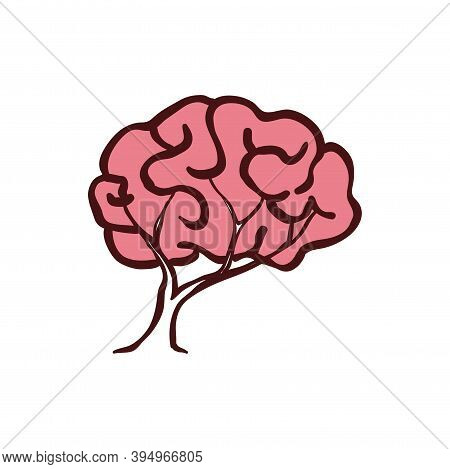 Tree Crown As Brain Icon And Logo Design Vector