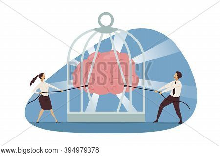 Business, Coopreative Teamwork, Brainstorming Concept. Team Of Young Businessman Woman Clerks Manage