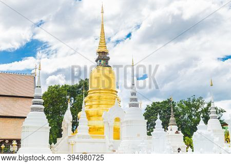 Suan Dok Temple, Wat Suan Dok (monastery) With Blue Sky In Chiang Mai, Thailand