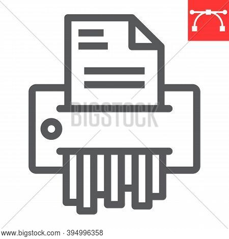 Paper Shredder Line Icon, Security And Paperwork, Document Shredder Sign Vector Graphics, Editable S
