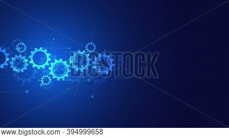 Cogs And Gear Wheel Mechanisms. Hi-tech Digital Technology And Engineering. Abstract Technical Backg