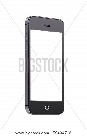 Bottom Up View Of Black Mobile Smart Phone With Blank Screen