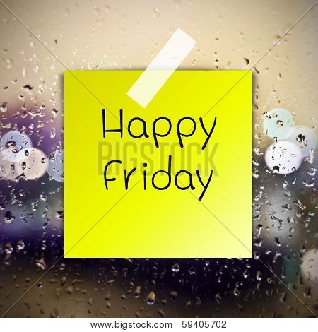 Happy Friday With Water Drops Background With Copy Space